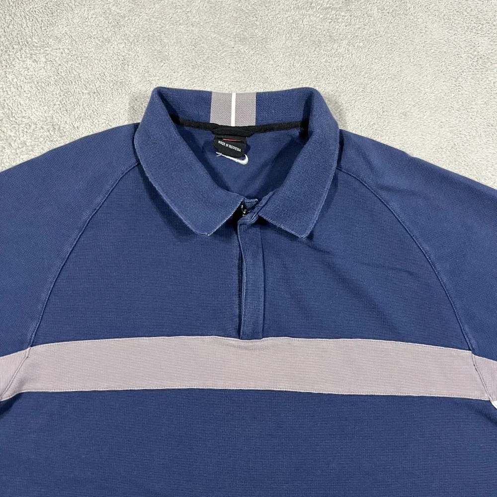 Vintage Nike Tiger Woods Yin Yang Polo Shirt Mens XL Blue Golf Logo Zip